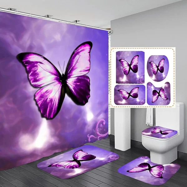 Purple Butterfly Shower Curtain