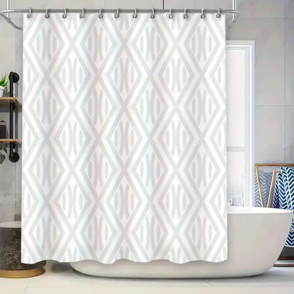 geometric diamond grey shower curtain