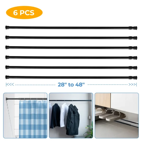 6Pcs Tension rods for Bathroom Shower Curtain