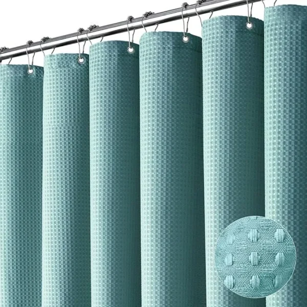 Teal Waffle Weave Shower Curtain