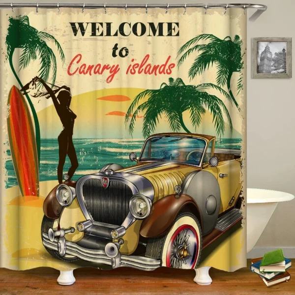 Retro Vintage Car shower curtain
