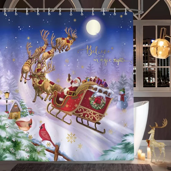 Believe in the Magic Night Santa Sleigh Curtain