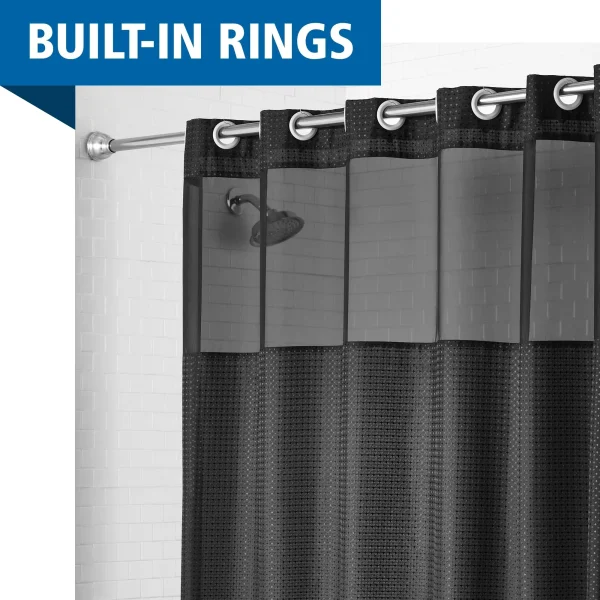 Black Shower Curtain with Rings