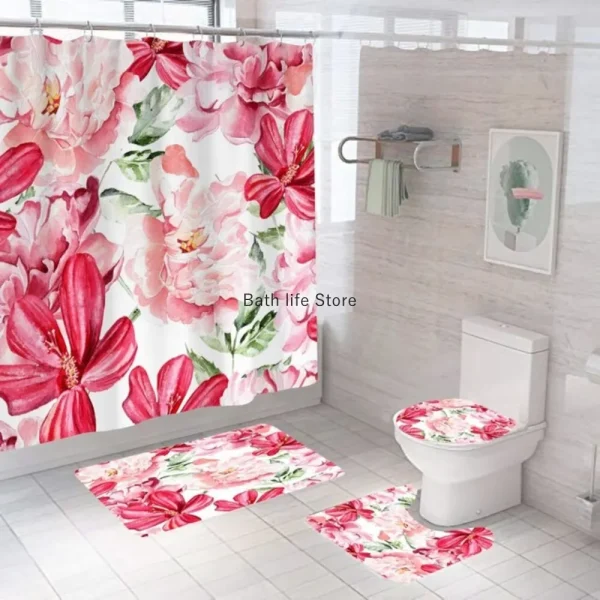 rose flower shower curtain detail