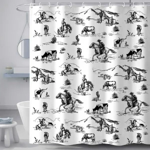 black and white cowboy rodeo curtain