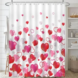 Floating Hearts Valentine Shower Curtain