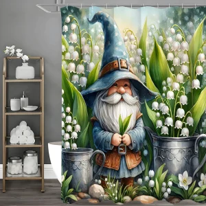 Garden gnome shower curtain