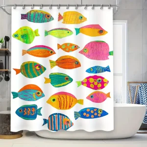 colorful cartoon fish shower curtain