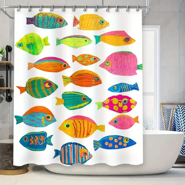 colorful cartoon fish shower curtain