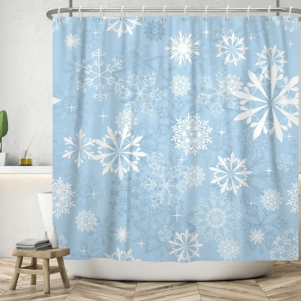 snowflake print shower curtain