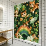 lucky leprechaun cat shower curtain