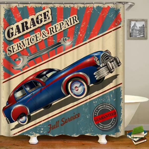 Retro Vintage Cool Car Old shower curtain