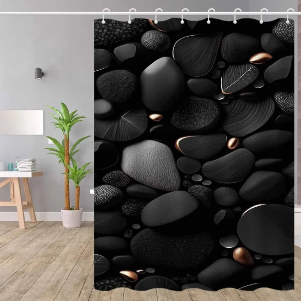 Black Pebble Stone Shower Curtain