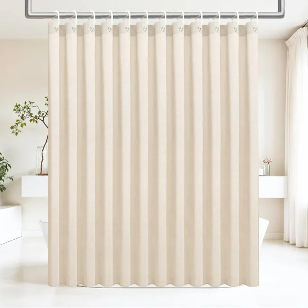 Beige Linen Shower Curtain