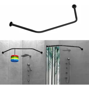 Heavy-Duty Black L-Shaped Shower Curtain Rod for Corners