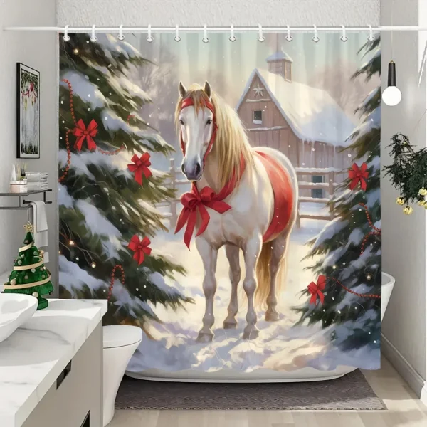 horse Christmas shower curtain