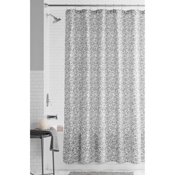 Black and White Floral Shower Curtain