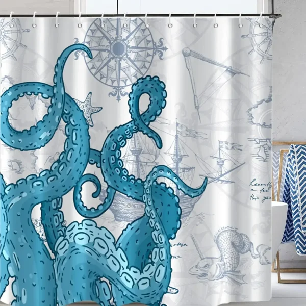 octopus tentacles nautical curtain