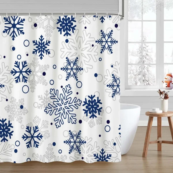 Snowflake Pattern Christmas Shower Curtain