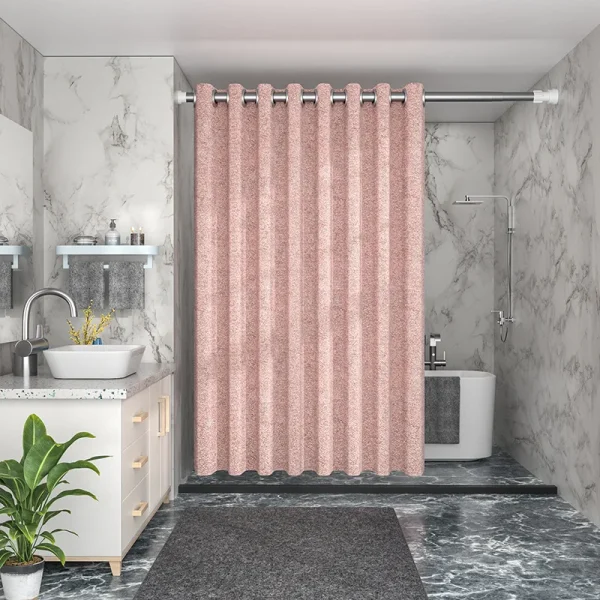 pink linen shower curtain waterproof
