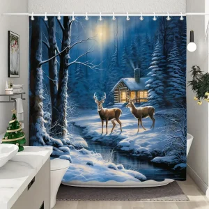 Winter deer shower curtain