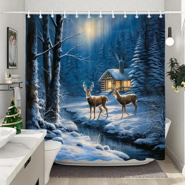 Winter deer shower curtain