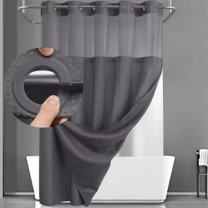 No Hook Dark Gray Shower Curtain