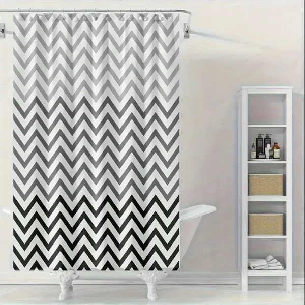 black and white chevron shower curtain