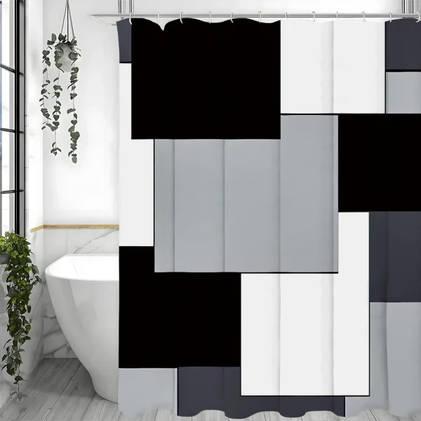 black and white geometric shower curtain
