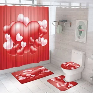 red heart cluster shower curtain