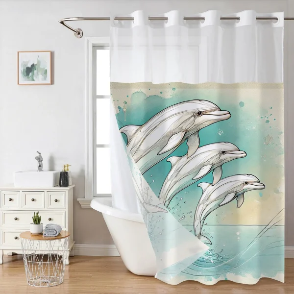 Hookless Dolphin Ocean Shower Curtain
