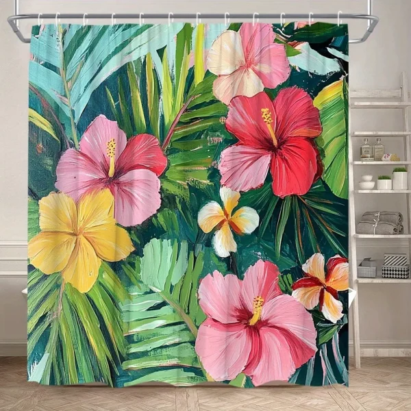 tropical hibiscus flower shower curtain