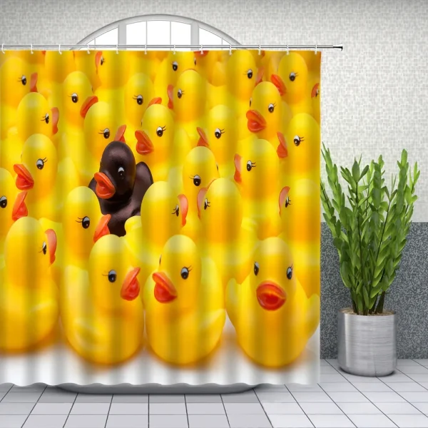 black duckling cartoon shower curtain